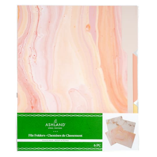 White &#x26; Pink Marble File Folders by Ashland&#xAE;, 6ct.